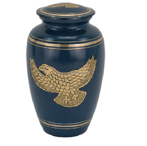 Urnes de crémation pour adultes en laiton de haute qualité et en étain avec urnes funéraires en métal fini de couleur bleue pour les cendres humaines - Product Image 5