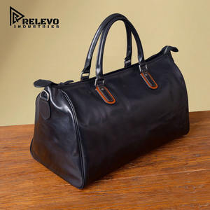 Sac de voyage week-end pour homme en cuir véritable noir de qualité supérieure, grande capacité, imperméable, durable et souple - Product Image 1
