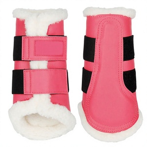 Protège-tendons équestres doublés en peluche, absorbant les chocs, pour l'entraînement au saut d'obstacles - Product Image 6