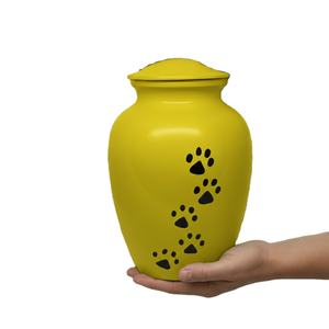 Urna Funeraria Personalizada para Mascotas, Color Amarillo, de Metal, para Guardar Cenizas de Perros y Gatos, con Huella de Pata, Decorativa, para Animales Pequeños - Product Image 2