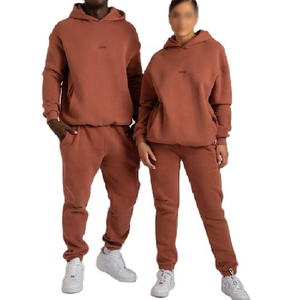 ชุดวอร์มมีฮู้ด2ชิ้นสำหรับผู้ชายและผู้หญิง,ชุดวอร์มมีฮู้ดแบบเรียบหนาไซส์ใหญ่พิเศษสำหรับฤดูใบไม้ร่วงและฤดูหนาวแบบกำหนดเอง - Product Image 3