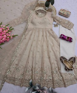 Vestido Tradicional para Mujer, Estilo Indio/Pakistaní, Largo hasta el Suelo, Corte Holgado, Algodón, Ropa Étnica, para Bodas y Fiestas, SAI-SSC – 722 85401 - Product Image 2