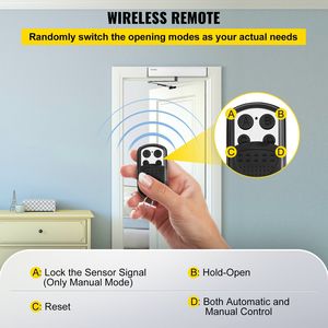Apriporta automatico Max.220lbs capacità operatore porta a battente per disabilità e elencati 2 telecomandi Wireless 2 pulsanti di uscita 5 ID - Product Image 5