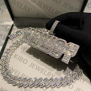 Colgante de moissanita VVS1 grande con nombre personalizado, corte baguette, colgante con letra personalizada, joyería para fiestas, colgante de rapero para hombre, colgante de hip hop. - Product Image 4