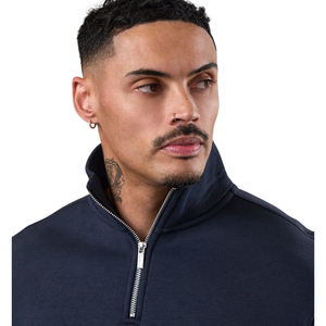 Mens <b>Navy</b> Blue Quarter Zip Tracksuit Casual Sportswear Pullover and Jogger Set Winter Activewear Gym Training Daily Wear Outfit - Product Image 4