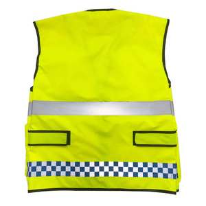 Gilet de sécurité jaune haute visibilité en polyester imperméable avec bande réfléchissante et bande à carreaux, vêtements de travail unisexes - Product Image 1