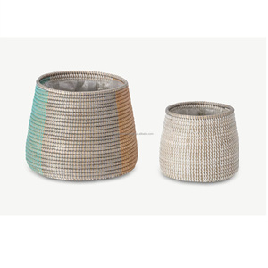 High Quality Seagrass Storage <b>Baskets</b> with Plastic <b>Liner</b> for Home Bathroom Organization and Planter Pot from <b>Basket</b> Factory - Product Image 1