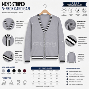 Nouveau cardigan universitaire Cosh International personnalisé avec logo, gris et noir contrastant, en maille épaisse courte, pour sororité - Product Image 6