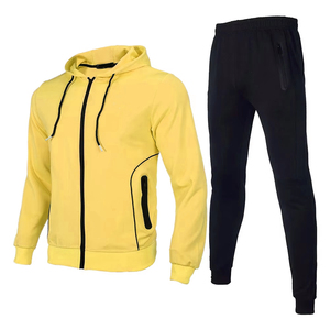 Ensemble de survêtement décontracté 100 % coton pour hommes, vente en gros, veste et pantalon de sport 100 % coton pour hommes, tenue d'entraînement de gym - Product Image 3