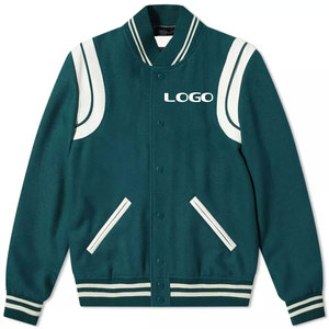 Veste de sport pour homme Econex, blanche et bleue, style varsity, avec patch brodé, col rabattu, coupe classique, coupe-vent, polyester/coton - Product Image 1