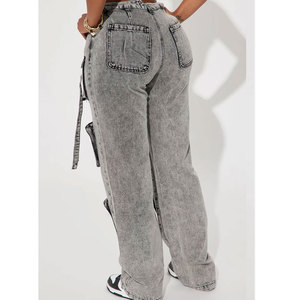 Jeans de Mujer, Estilo Nuevo, Pantalones Rectos, Color Puro, Tendencia de Moda, Pantalones Largos Holgados, Jeans de Pierna Ancha de Estilo Urbano - Product Image 2