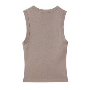 Chaleco de Mujer Transpirable, Ecológico, Tallas Grandes, Alta Elasticidad, Bordado, Manga Corta/Sin Mangas, Cuello Cuadrado, Color Sólido - Product Image 2