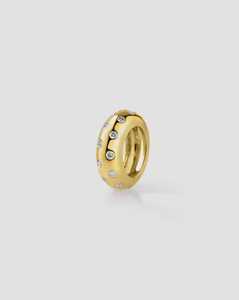 Scattered Diamond Eternity Bead <b>Pendants</b> 14K 18k <b>Solid</b> <b>Gold</b> Rondelle Spacer Beads Charm Minimalist Layering Charms Manufacturer - Product Image 1