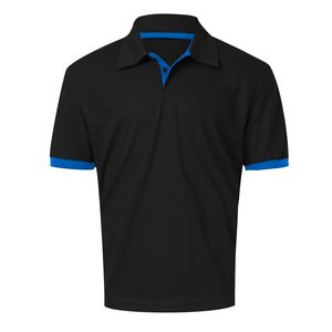 Men's <b>Black</b> Solid Knitted Short Sleeve <b>Polo</b> <b>Shirt</b> With Blue Trim Casual Style Low MOQ Men's <b>Polo</b> <b>Shirts</b> - Product Image 4