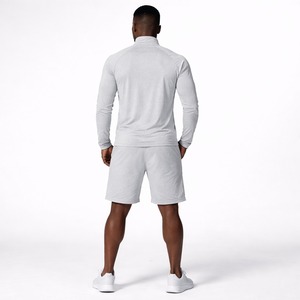Custom Men Activewear Breathable 100% Cotton Summer Hoodie and Shorts Set Long Sleeve <b>Zip</b> Gym Tracksuit Jogging Outfit OEM - Product Image 1