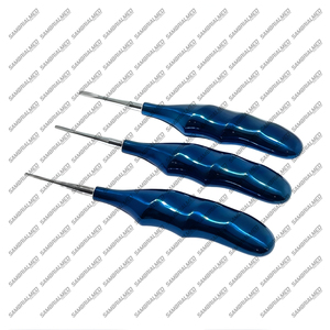 High German Quality 3 Pcs Set Dental Root Elevators Oral Surgery PDL Luxating <b>Tooth</b> Loosening Blue Coated Handles Manual - Product Image 6