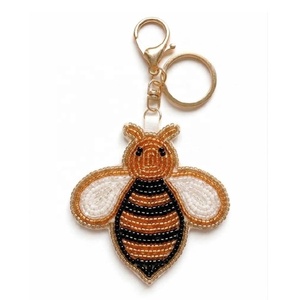 Llavero de abeja con cuentas de cristal azul y dorado, colgante para llaves, accesorio para bolsos, carteras y bolsas, regalo para mujeres y niñas - Product Image 3