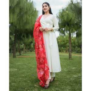 Ensemble de costume Angrakha imprimé respirant taille XS pour femmes en tissu de chiffon apaisant - Product Image 4