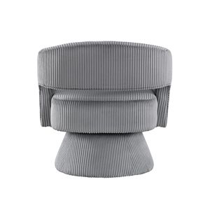 Poltrona Girevole Moderna e Lussuosa in Velluto a Coste Grigio Scuro con Seduta Imbottita in Legno Massello per Arredamento Elegante - Product Image 6