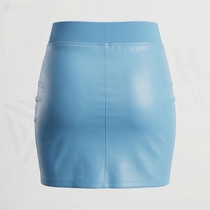 Jupe crayon mini en cuir PU taille haute pour femme, couleur unie, style brillant et sexy, à porter toute l'année - Product Image 2