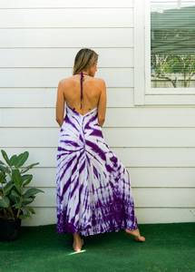 Elegante Tie Dye Maxi vestido de moda verano noche Casual desgaste sólido patrón botón decoración al por mayor playa vacaciones - Product Image 5