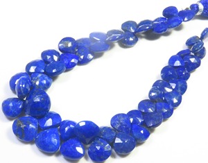 Hermosas Cuentas de Piedras Preciosas Facetadas de Lapislázuli Azul Natural de 8-9 mm, Cuentas de Lapislázuli en Forma de Corazón Pulido Opaco, Hilo de 7.5 Pulgadas - Product Image 1