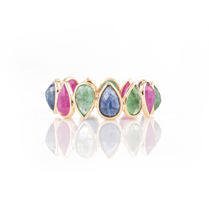 18K Gold Eternity Band with Unique Micro Insert and Pave Setting - Product Image 2
