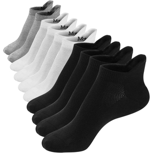 Men's Ankle <b>Socks</b> Beige With <b>Black</b> Toe And Heel Breathable Knitted Summer Thin Fit - Product Image 2
