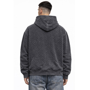 เสื้อฮู้ดซิปผู้ชายคุณภาพสูง ประดับด้วยคริสตัลทั่วตัว ผลิตตามสั่ง สตรีทแวร์พรีเมียม ผลิตแบบ OEM - Product Image 2