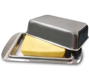 Organizador de desayuno, plato de metal para mantequilla con tapa, caja de almacenamiento de mantequilla para mesa de comedor - Product Image 4