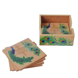 ชุดจานรองแก้วไม้พร้อมที่วาง ลายเคลือบคุณภาพสูง ราคาถูก โปรโมชั่นลดราคา - Product Image 2