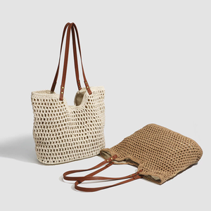 Hot Summer Eco-Friendly Seagrass <b>Bag</b> Paper Straw <b>String</b> Travel Beach <b>Bag</b> Handmade Beach Straw Woven Handbags for Women - Product Image 1
