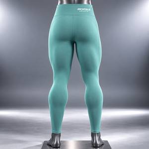 Leggings de compression longs pour hommes, couleur unie, fermeture éclair, en Spandex et Nylon, pour le sport - Product Image 2