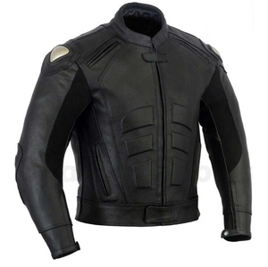 Blouson de moto en cuir noir pour homme, manches longues, coupe-vent, toutes saisons, vêtements de course - Product Image 4