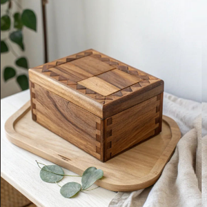 Boîte en bois artisanale avec couvercle, boîte de rangement en bois, boîte décorative carrée pour fruits secs et épices, fabriquée par un fournisseur fabricant - Product Image 1