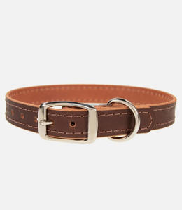 Collar de perro de cuero de vaca genuino, Collar personalizado de gran tamaño para mascotas, hebilla de Pin de Metal ajustable, entrenamiento de patrón de rayas impermeable - Product Image 3