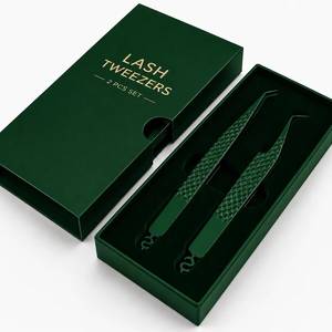แหนบโลหะสีเขียว ปลายเรียบละเอียด สำหรับต่อขนตา - Product Image 5