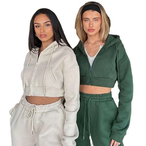 Conjunto de Sudadera con Capucha y Pantalones Deportivos de Algodón de Alta Calidad con Cierre y Logotipo Personalizado para Mujer, Invierno, Ecológico - Product Image 1