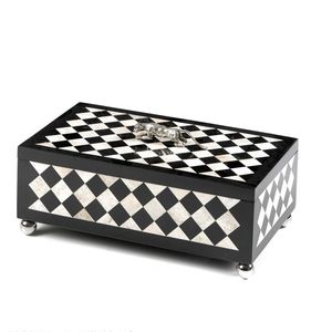 Square Checkerboard MDF/Resin Jewelry Box Minimalist Design <b>Stackable</b> Double Tier Eco-Friendly Multifunctional Bedroom Living - Product Image 3