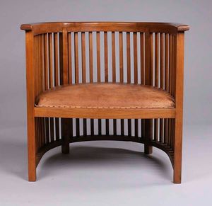 Silla de Madera de Teca Estilo Clásico de Mediados de Siglo con Respaldo Redondo y Cojín de Cuero Genuino - Product Image 1