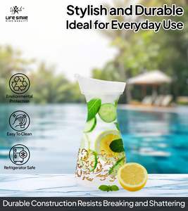 Bouteille en acrylique transparente de qualité supérieure avec bouchon anti-fuite, motif doré de luxe pour l'eau et les jus - Product Image 6