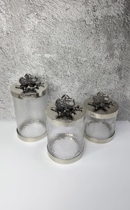 Elegante Tarro de Galletas de Vidrio Floral Hecho a Mano con Tapa Dorada Abatible, Contenedor de Almacenamiento de Lujo para el Hogar, Ecológico y Congelable, 8oz - Product Image 6