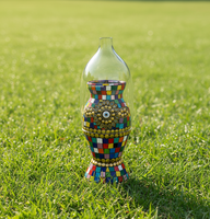 Brûleur d'encens en verre mosaïque fait main de luxe avec œil turc – Brûleur de Bakhoor décoratif pour les cadeaux de l'Aïd et du Ramadan