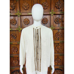 Camisa Casual de Algodón 100% con Estampado Bohemio para Hombre, Diseño Étnico, Manga Larga, Transpirable, Prenda Premium ODM - Product Image 1