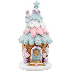 Décorations de maison en résine rose pastel en forme de maison en pain d'épices pour arbre de Noël intérieur - Product Image 6