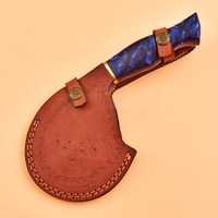 Couteau à pizza Ulu en acier Damas de qualité supérieure, fait main, style Viking, avec manche en bois, OEM