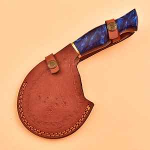 Couteau à pizza Ulu en acier Damas de qualité supérieure, fait main, style Viking, avec manche en bois, OEM - Product Image 6