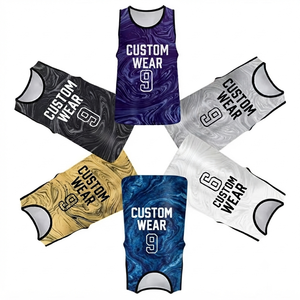 Maillot de basketball personnalisé imprimé en gros, respirant, 100 % polyester, tissu maillé, sans manches, séchage rapide, col ras du cou, coupe ample pour le sport - Product Image 1