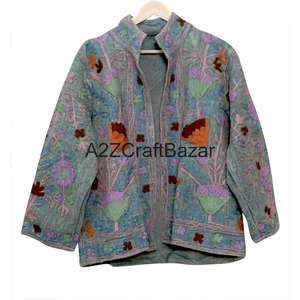 Veste TNT vintage à motif floral, printemps, multi-saisons, 100% coton, broderie Suzani, design dessiné à la main, écologique - Product Image 6