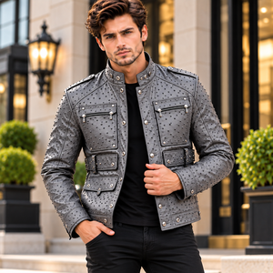 Chaqueta de Motero de Cuero Vacuno Premium para Hombre, con Cuello Alto y Cierre de Cremallera, para Invierno |   Chaqueta de Motocicleta Transpirable - Product Image 1